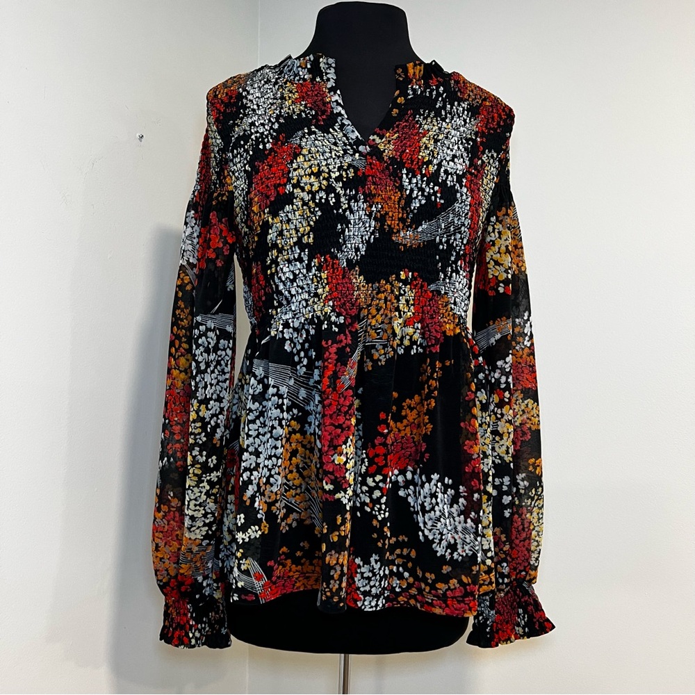 Anthropologie Akemi + Kim Adria Smocked Blouse Top
